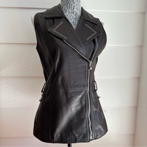 San Dino Jackets & Blazers - Vintage Italian Leather Vest with Studs by San Dino